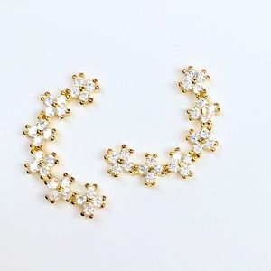 Diamond CZ Gold Sterling Silver Earrings Dangle